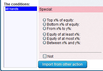 The section of the postflop menu where you can set a top/bottom percent.