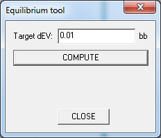 Menu for the equilibrium tool